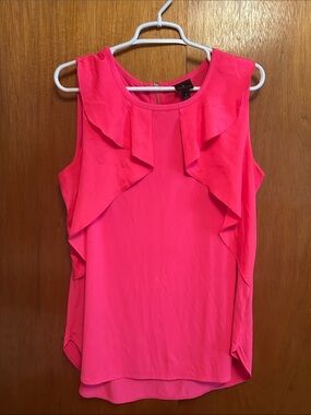 Worthington Hot Pink Ruffle Sleeveless Blouse